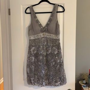 Sue Wong Silver Cocktail Dress